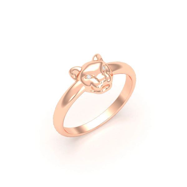 Bague Petite Féline en Or Rose 18 Carats et Regard Précieux, autre vue