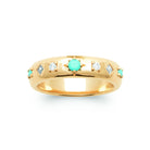 Bague jonc bombé pierres turquoise et zircons sertis étoilés en plaqué or