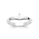 Bague jonc bombé et zircon serti clos en argent 925
