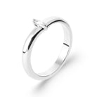 Bague jonc bombé et zircon serti clos en argent 925