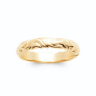 Bague jonc fin ciselé de volutes et de vagues plaqué or, vue de face