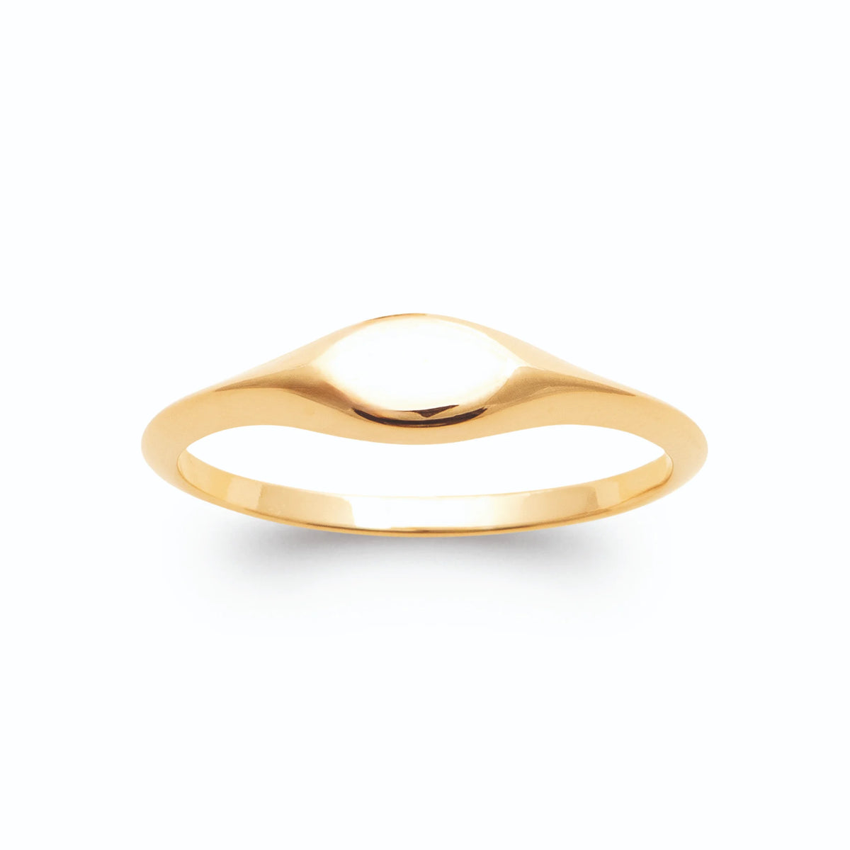 Bague jonc fin plateau navette lisse en plaqué or