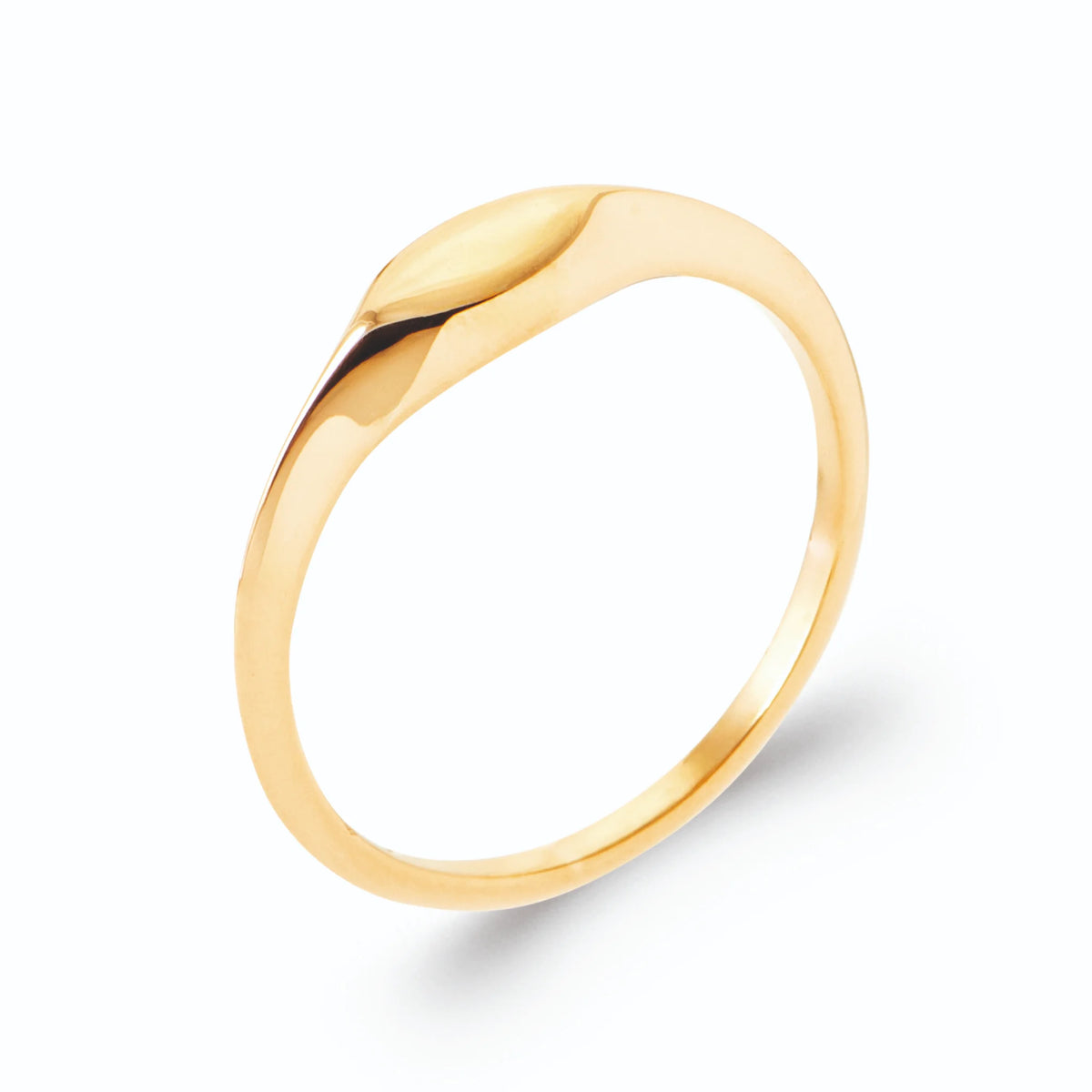 Bague jonc fin plateau navette lisse en plaqué or