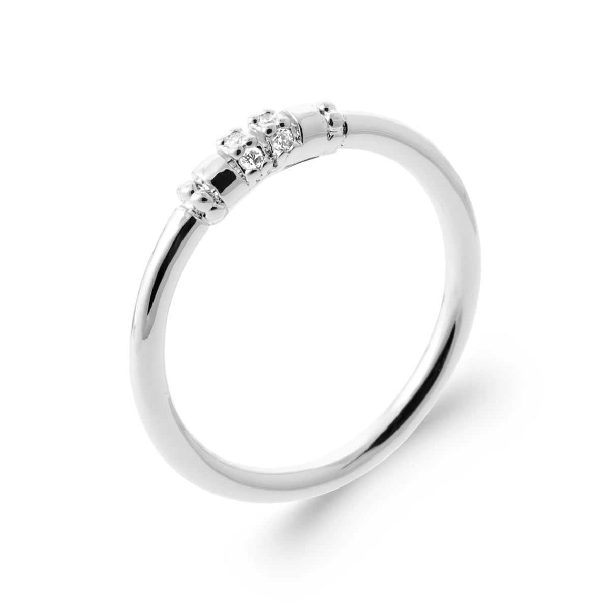 Bague jonc fin et rangée de zircons en argent 925