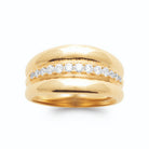 Bague jonc large bombé et ligne de zircons en plaqué or