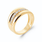 Bague jonc large bombé et ligne de zircons en plaqué or