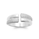 Bague jonc large ouvert pavé de zircons en argent 925