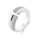 Bague jonc large ouvert pavé de zircons en argent 925