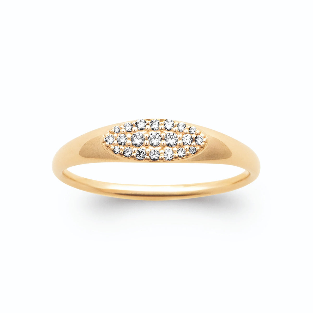Bague jonc plateau navette pavé de zircons en plaqué or