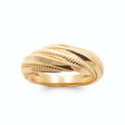 Bague joncs lisses et côtelés en torsade ample en plaqué or
