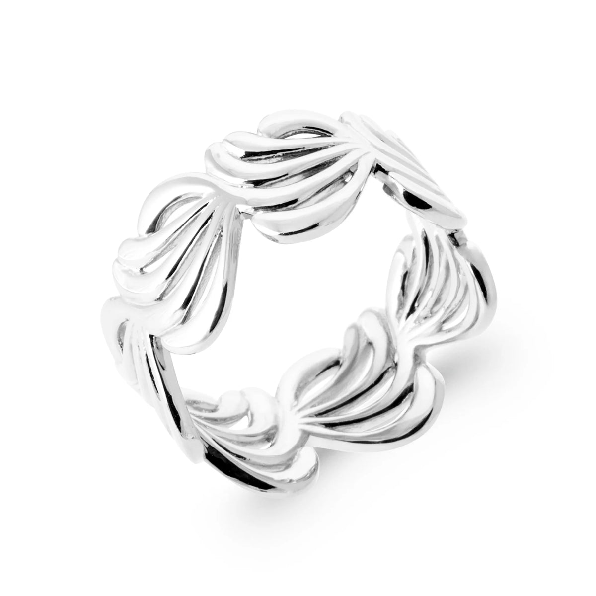 Bague large ajourée de pétales en argent 925 rhodié
