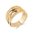 Bague large bandes d’or ondulées superposées en rides en plaqué or
