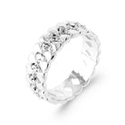 Bague large chaîne de cœurs ajourés et zircons en argent 925