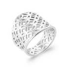 Bague large dôme ajouré motif moucharabieh en argent 925 rhodié