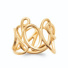 Bague large fils d’or enchevêtrés sans pierre plaqué or, vue de face