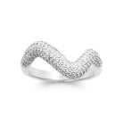 Bague large vague entièrement pavée de zircons en argent 925