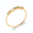 Bague ligne de pierres multicolores en plaqué or