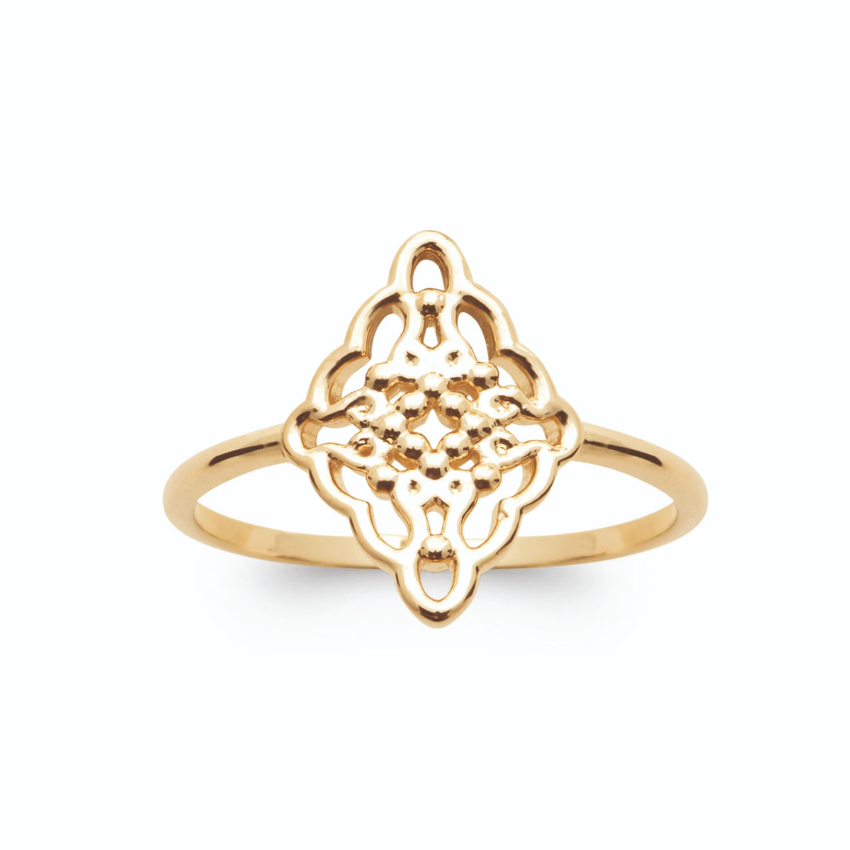 Bague losange ajouré façon nœud celtique en plaqué or