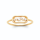 Bague maillon ovale et ligne de zircons en plaqué or