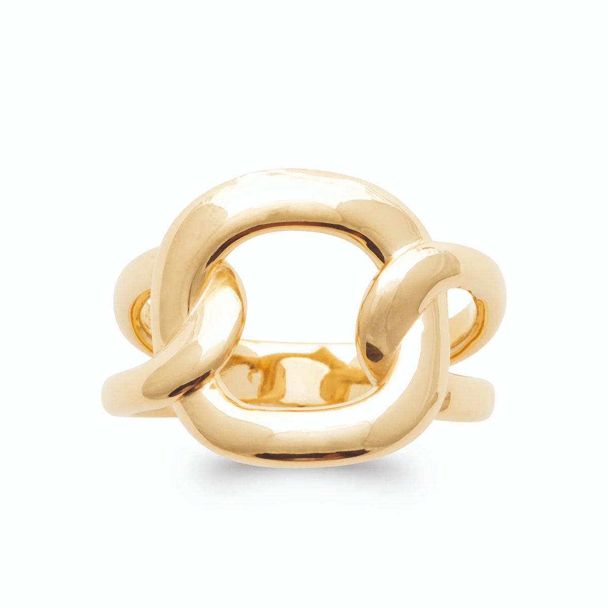 Bague maillons entrelacés en plaqué or, vue de profil