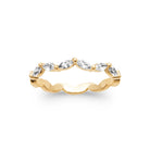 Bague maillons ondulés et zircons navettes en plaqué or