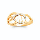 Bague maillons ovales entrelacés et zircons pavés en plaqué or