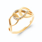 Bague maillons ovales entrelacés et zircons pavés en plaqué or