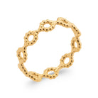 Bague maillons ovales perlés de grains d’or enchaînés en plaqué or, vue de trois quarts