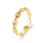 Bague maillons ovales et pierres pastel en plaqué or