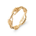 Bague maillons rectangulaires ajourés et barrettes perlées en plaqué or