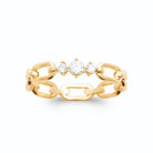 Bague maillons rectangulaires et trois zircons plaqué or, vue de face