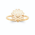 Bague marguerite ajourée aux pétales ciselés en plaqué or
