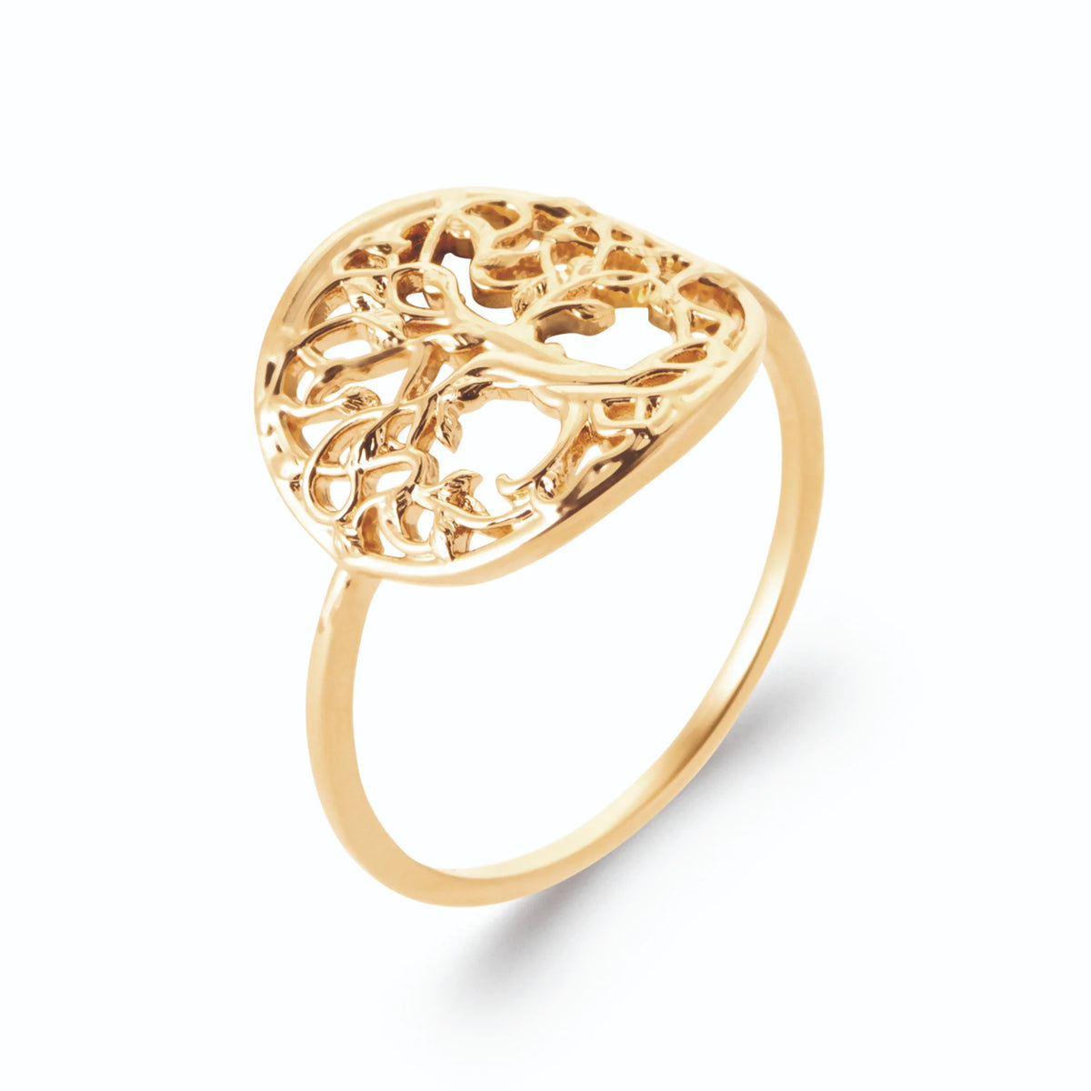 Bague médaillon arbre de vie en plaqué or