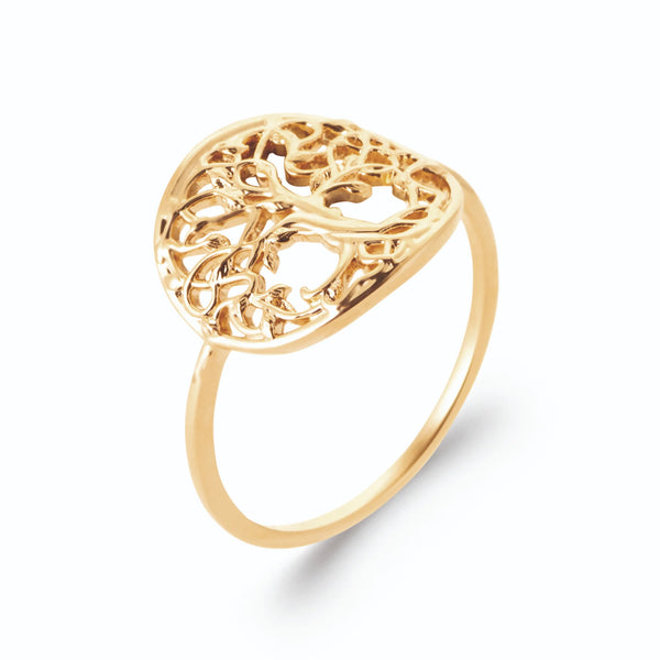 Bague médaillon arbre de vie en plaqué or