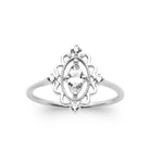 Bague médaillon dentelle et zircon navette en argent 925