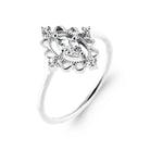 Bague médaillon dentelle et zircon navette en argent 925