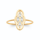 Bague médaillon nuage quatre zircons navettes en plaqué or