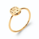 Bague médaillon ovale martelé façon pièce ancienne sans pierre en plaqué or