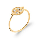 Bague médaillon rond perlé rosace de zircons et pierre rose en plaqué or