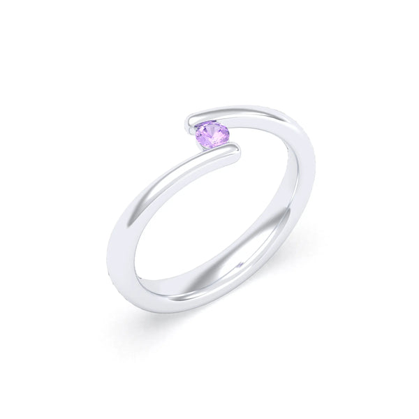 Bague Solitaire Naples en Argent 950 – L'Éclat Minimaliste à personnaliser Améthyste