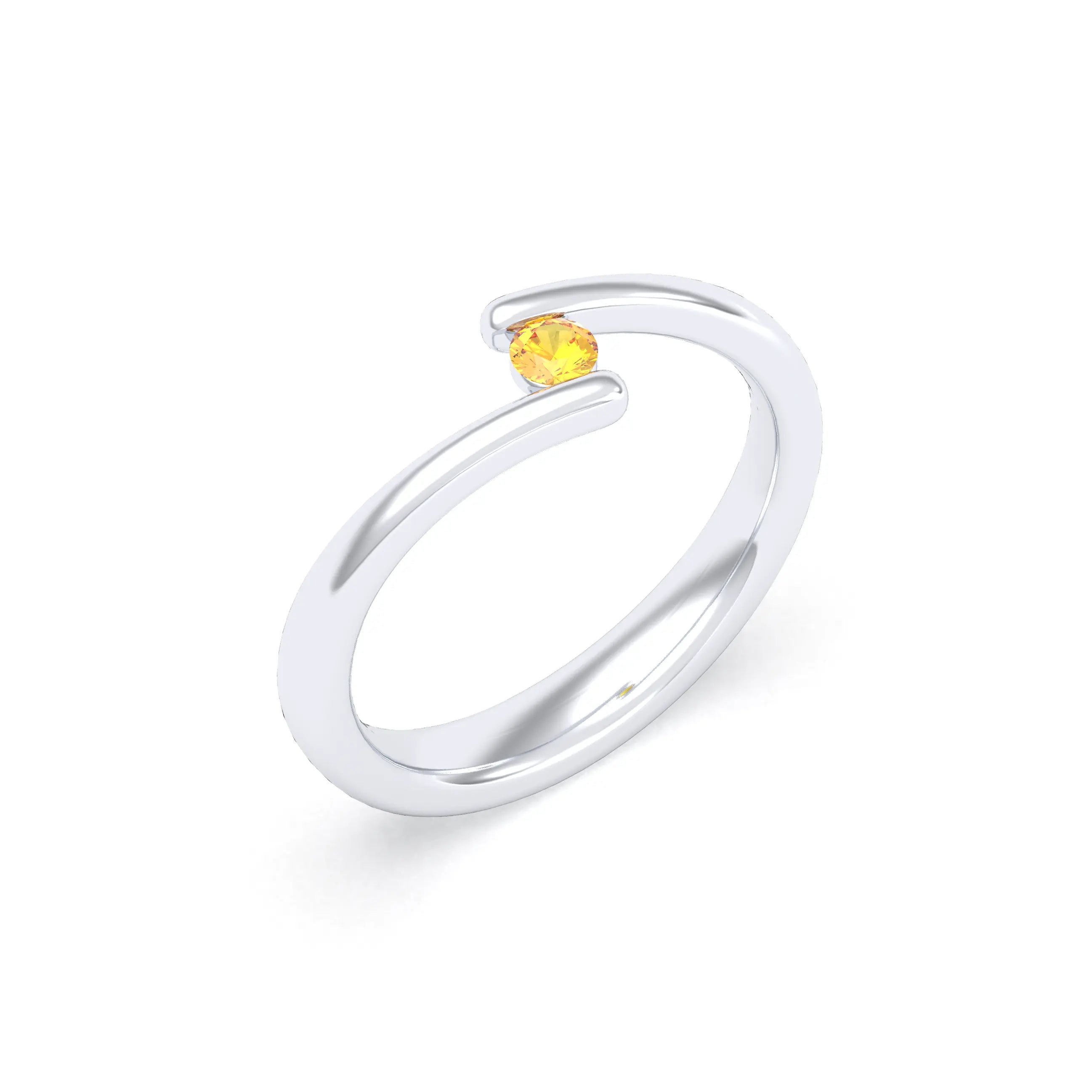 Bague Solitaire Naples en Argent 950 – L'Éclat Minimaliste à personnaliser Citrine