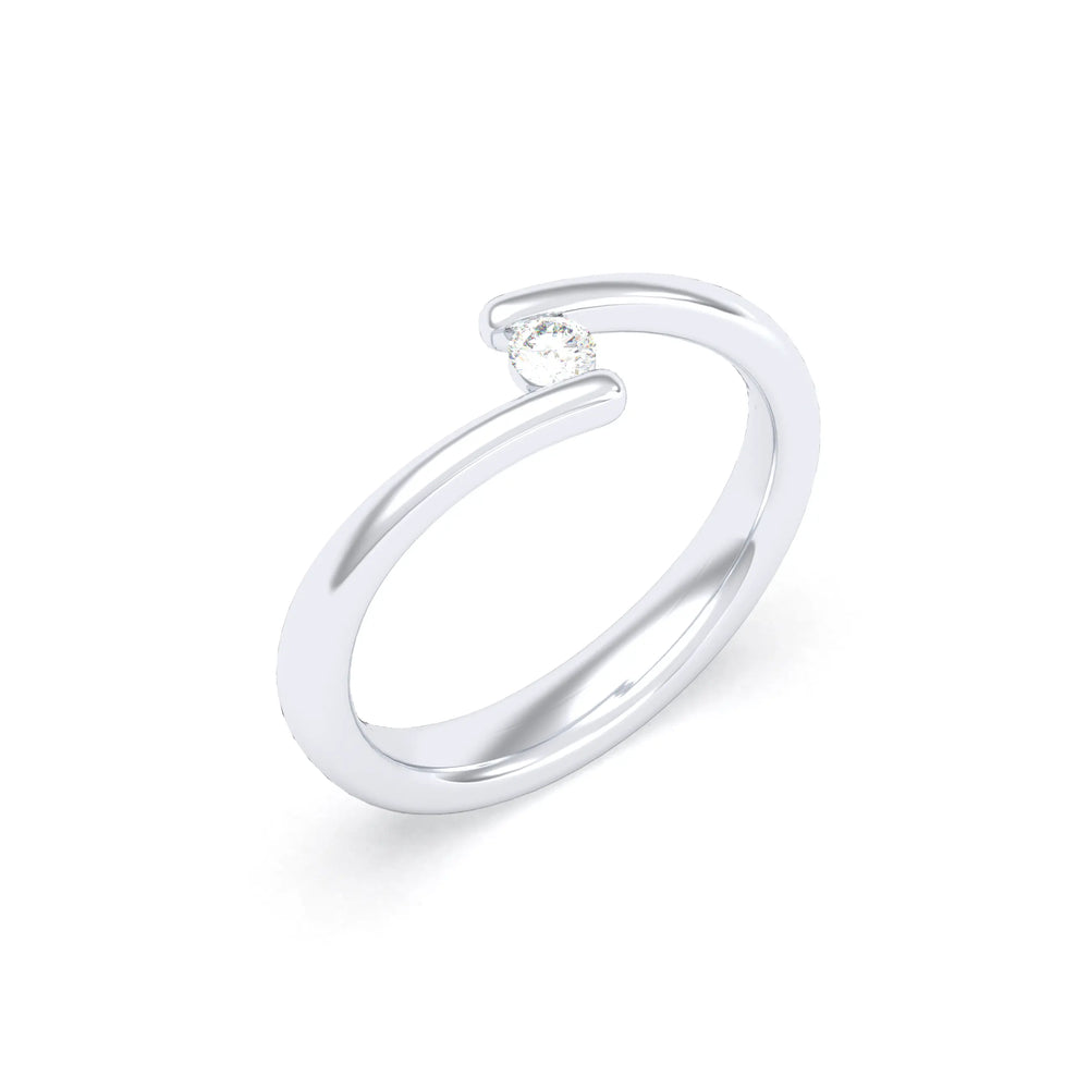 Bague solitaire Naples en or blanc 18 carats et diamant, serti tension aérien, atelier Bajoia