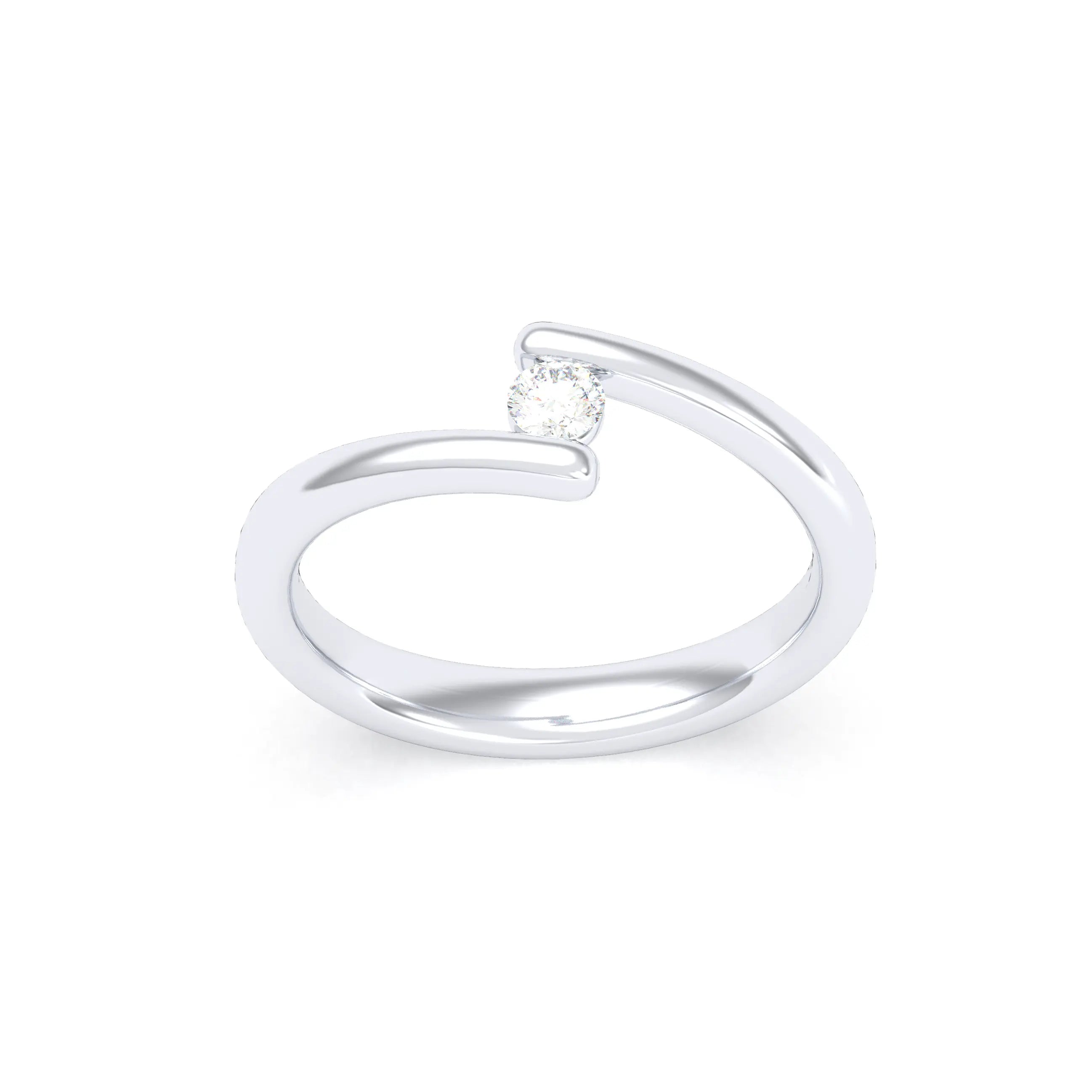Bague Solitaire Naples en Or Blanc 18k – La Lumière Absolue