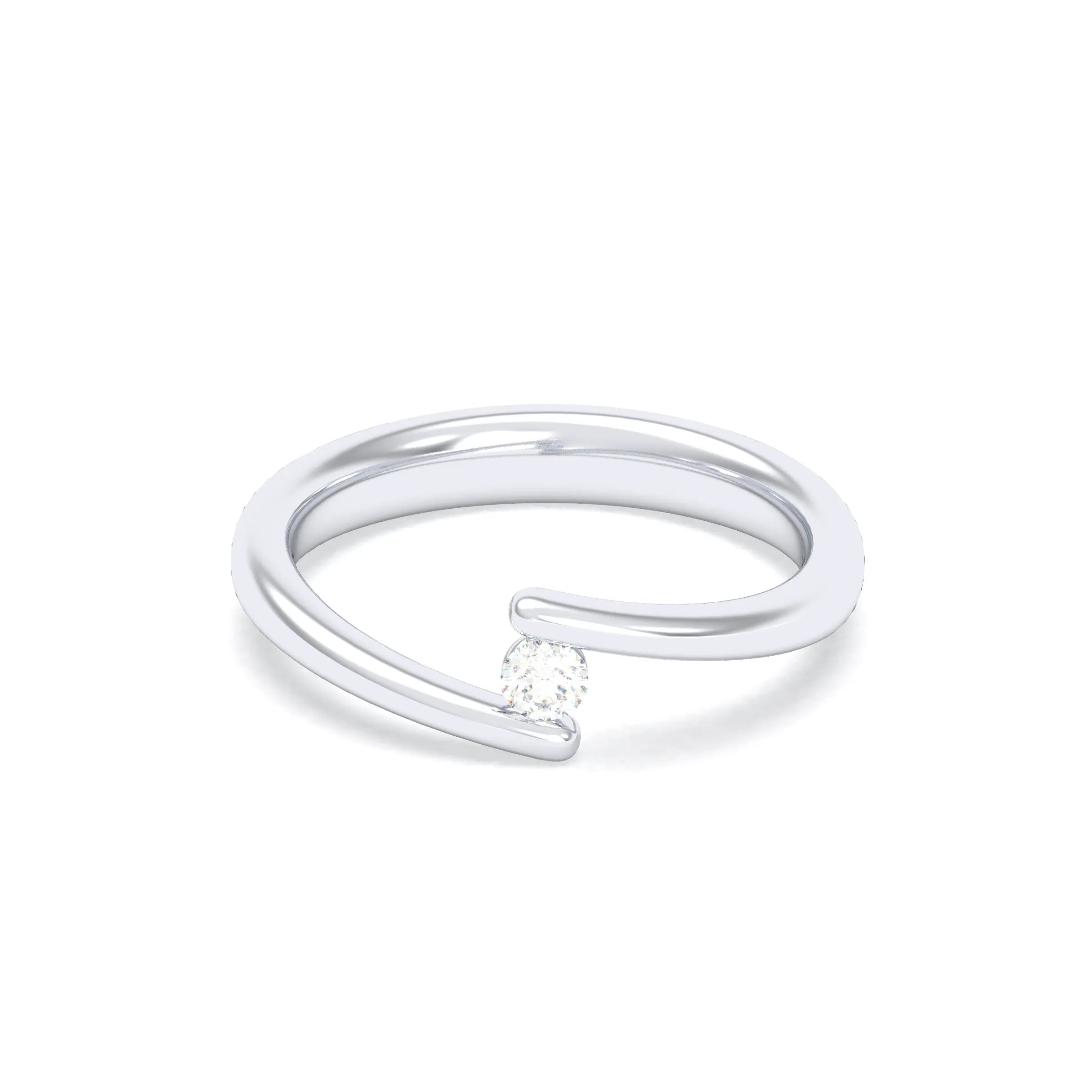 Bague Solitaire Naples en Or Blanc 18k – La Lumière Absolue