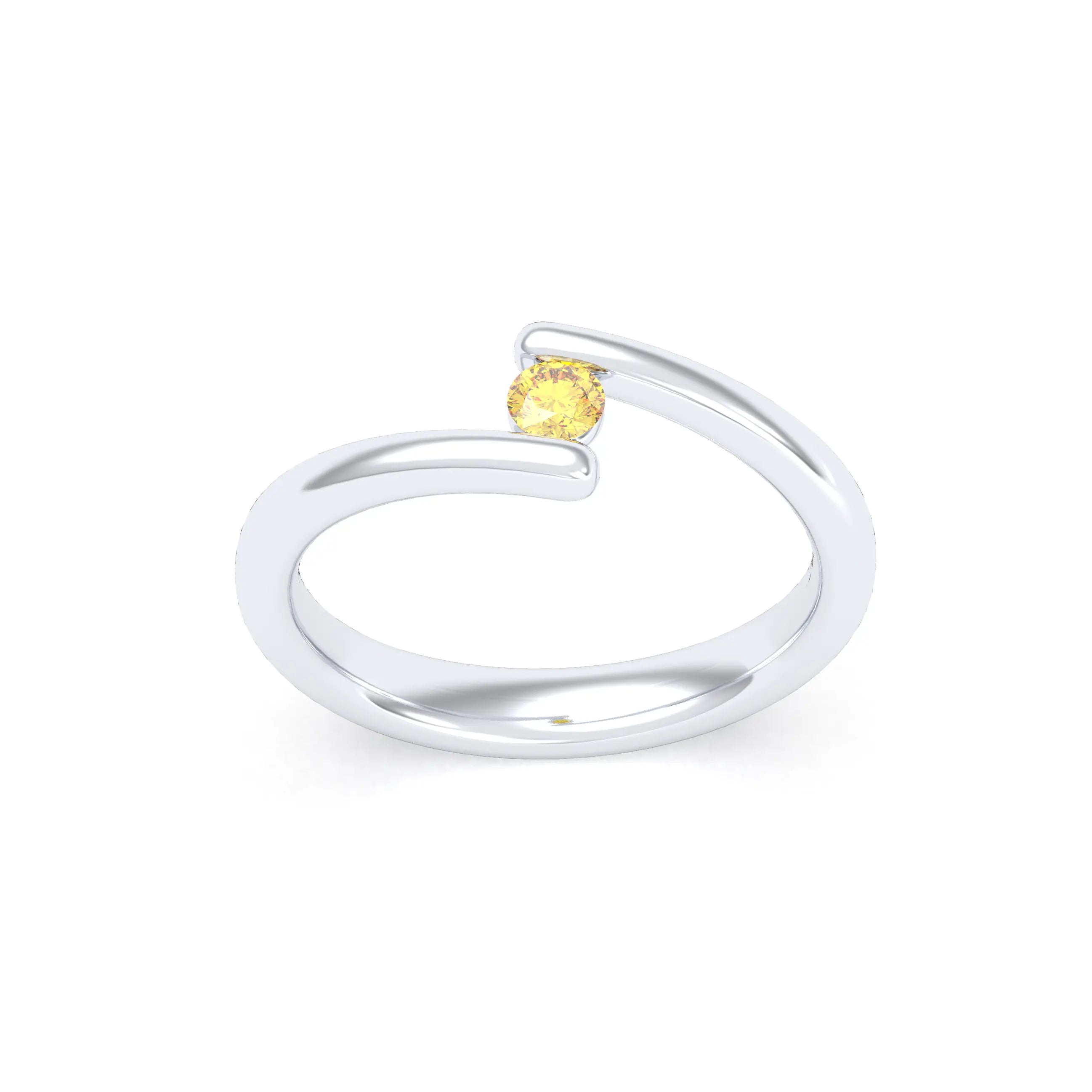 Bague Solitaire Naples en Or Blanc 18k – La Lumière Absolue