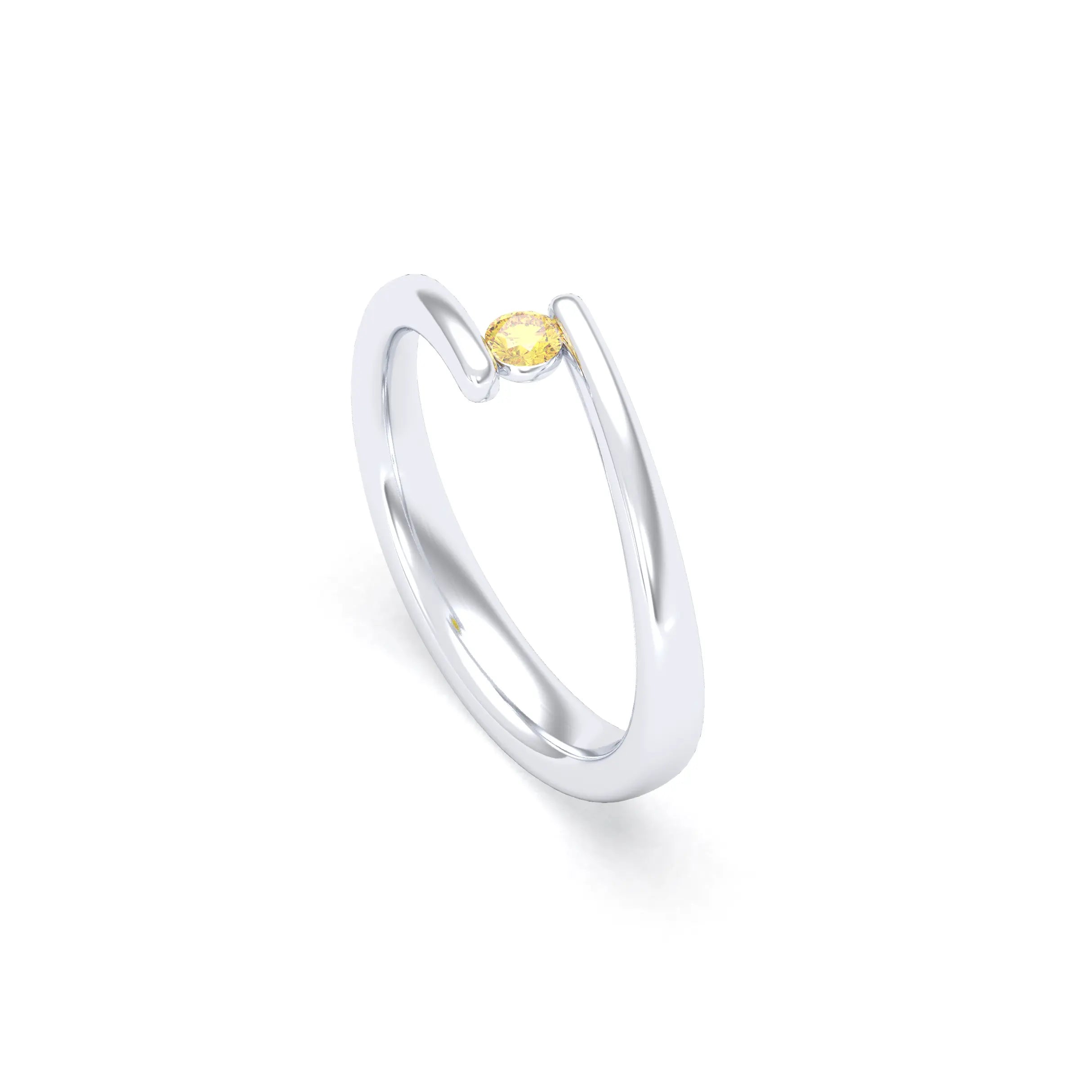 Bague Solitaire Naples en Or Blanc 18k – La Lumière Absolue