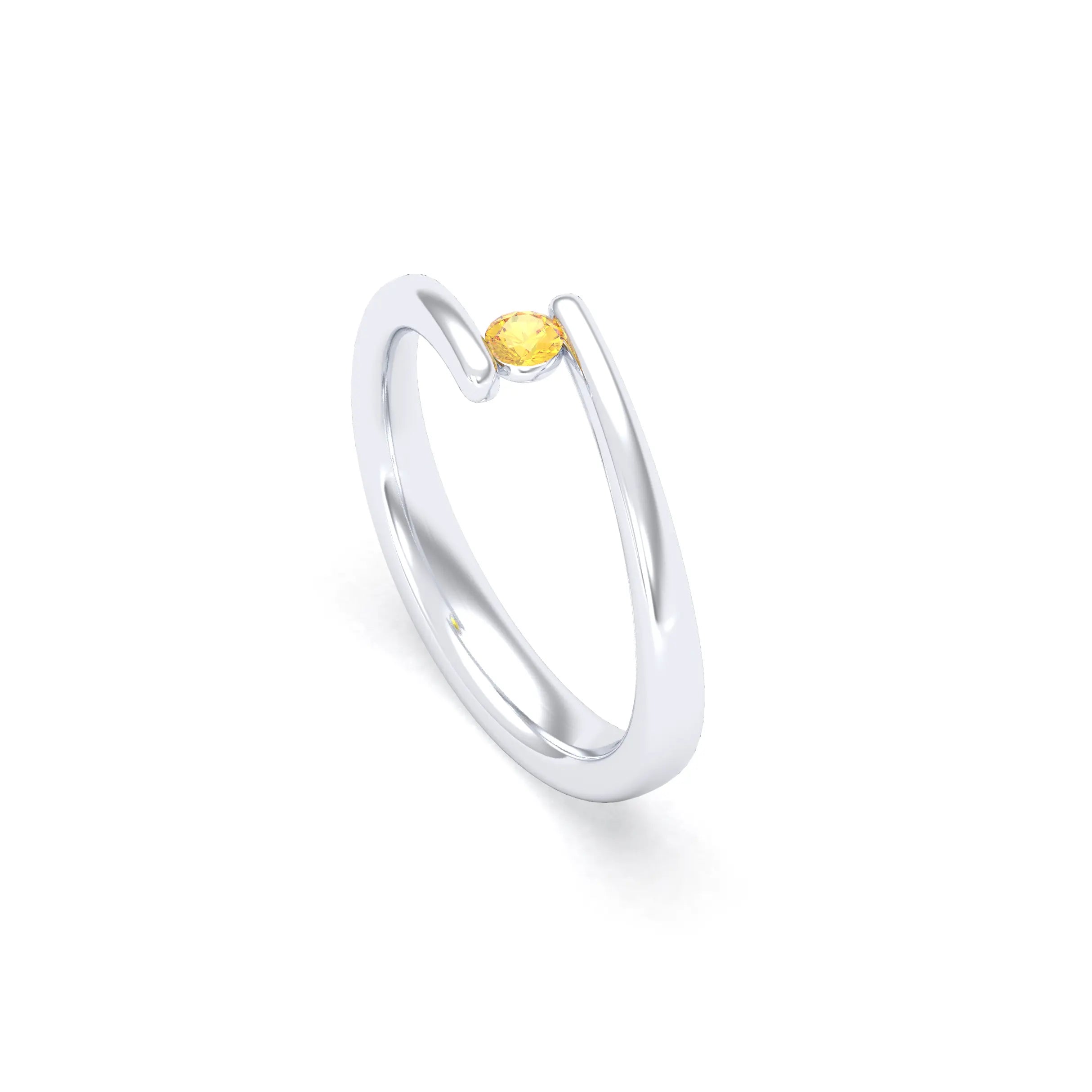 Bague Solitaire Naples en Or Blanc 18k – La Lumière Absolue