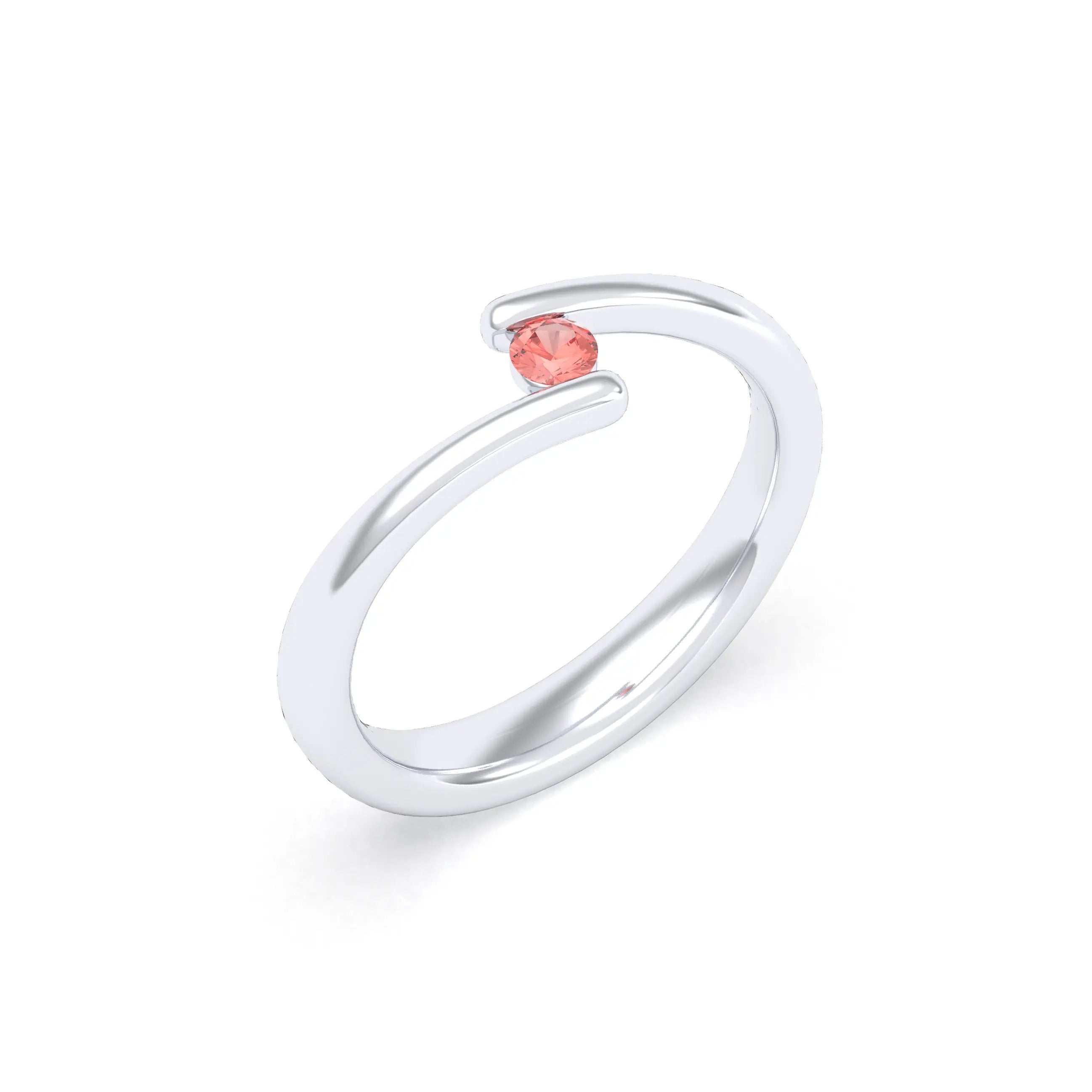 Bague Solitaire Naples en Or Blanc 18k – La Lumière Absolue Saphir pêche