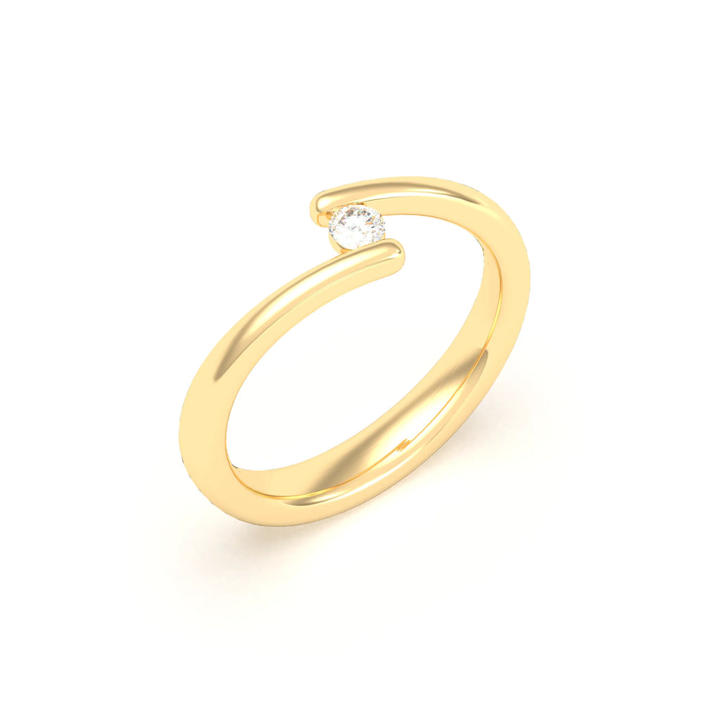 Bague solitaire Naples en or jaune 18 carats sertie d’un diamant, joaillerie Bajoia à Sèvres