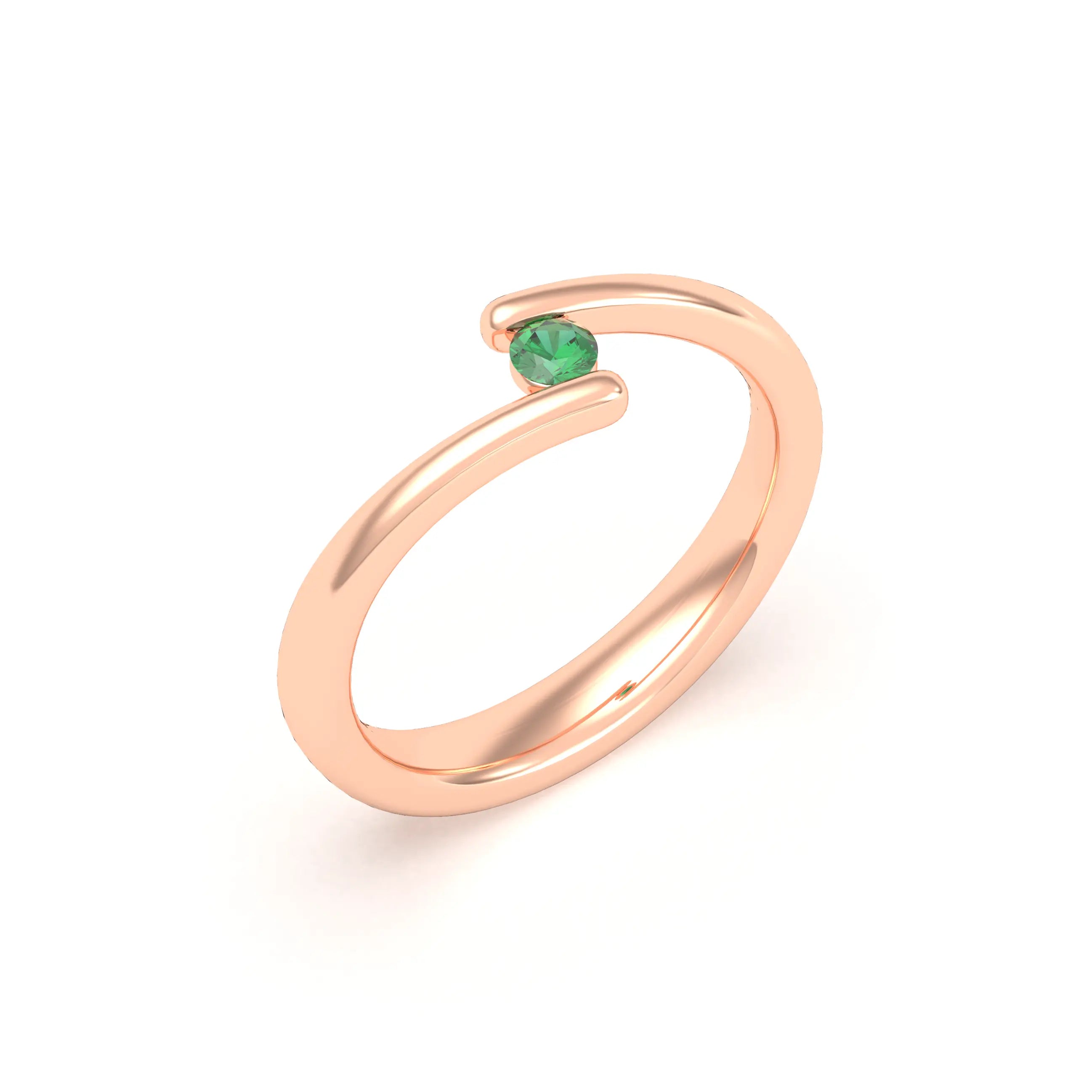 Bague Solitaire Naples en Or Rose 18k – La Poésie Précieuse Emeraude